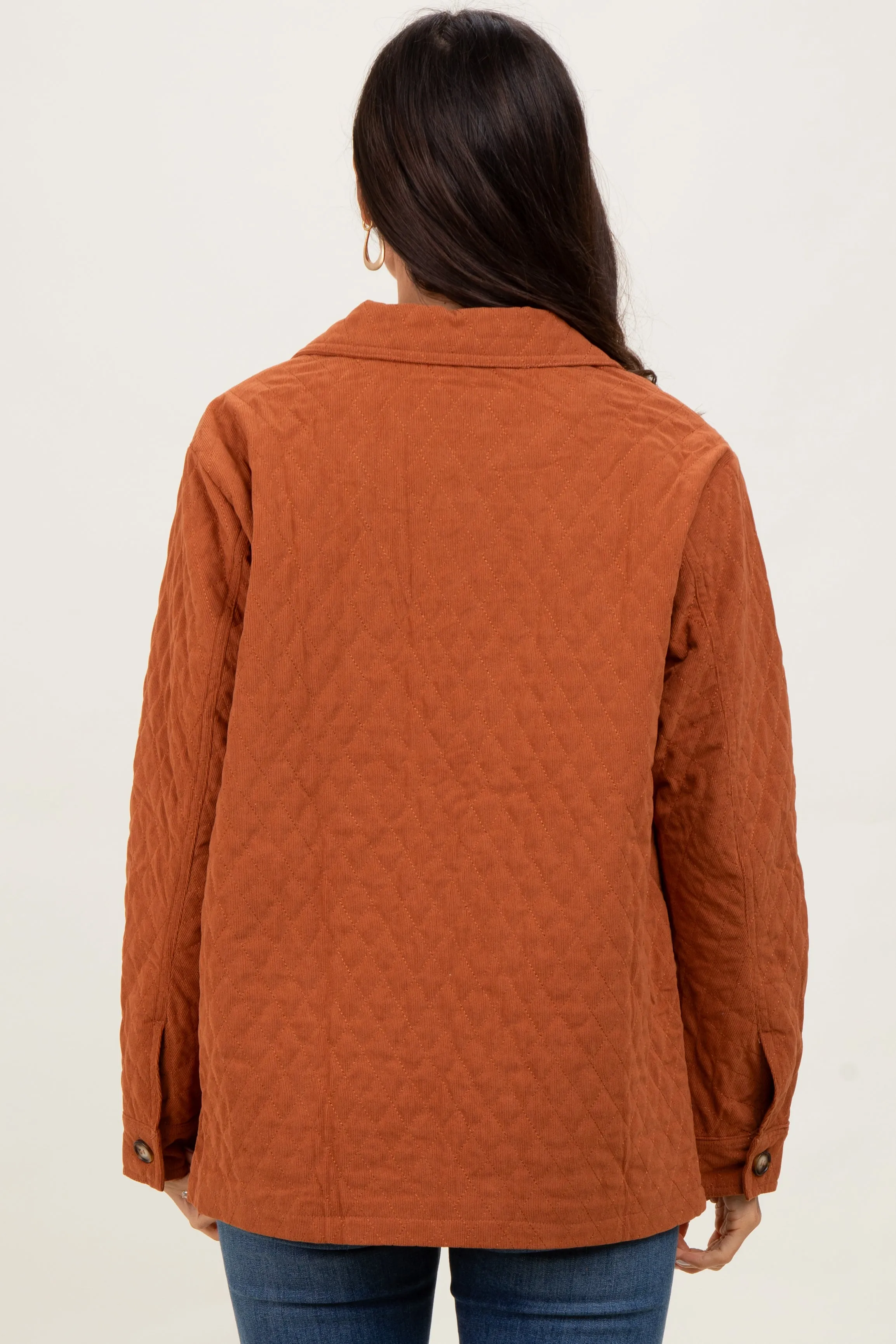 Rust Quilted Button Jacket sold by Pinkblush product image thumbnail 4