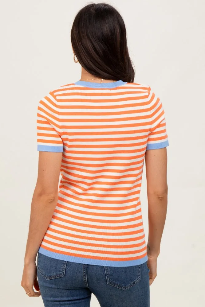 Orange Striped Knit Contrast Trim Top sold by Pinkblush product image thumbnail 4