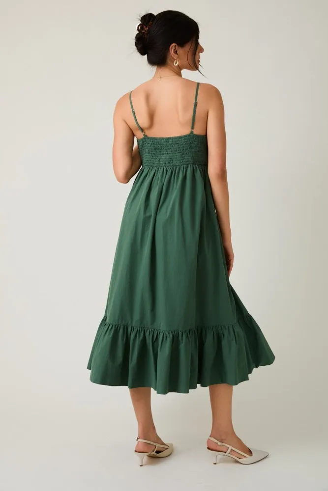 Forest Green Ruffle Hem Sleeveless Midi Dress sold by Pinkblush product image thumbnail 4