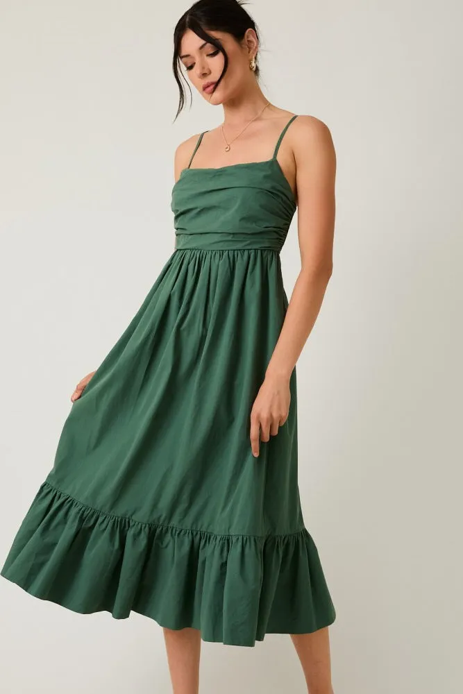 Forest Green Ruffle Hem Sleeveless Midi Dress sold by Pinkblush product image thumbnail 2