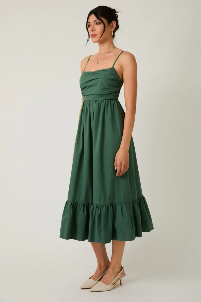 Forest Green Ruffle Hem Sleeveless Midi Dress sold by Pinkblush product image thumbnail 3