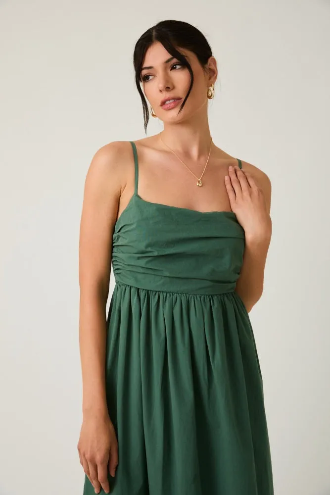 Forest Green Ruffle Hem Sleeveless Midi Dress sold by Pinkblush product image thumbnail 5