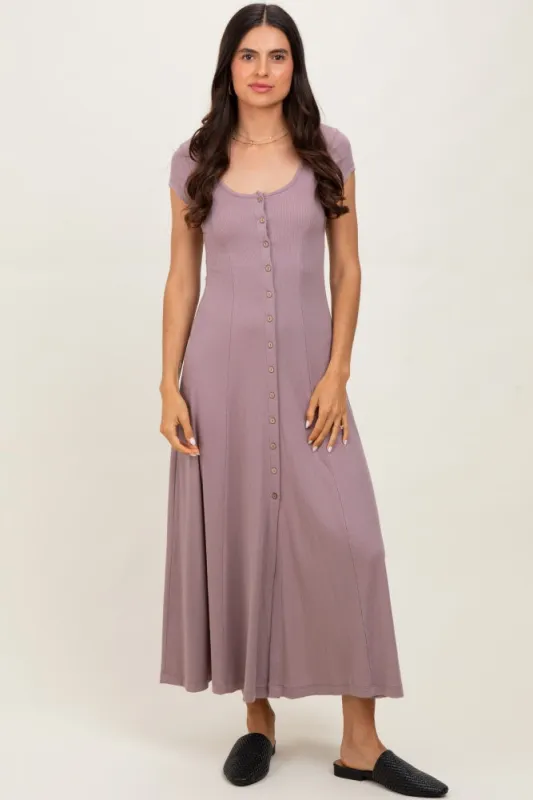 Mauve Button Down Maxi Dress made by By Together
