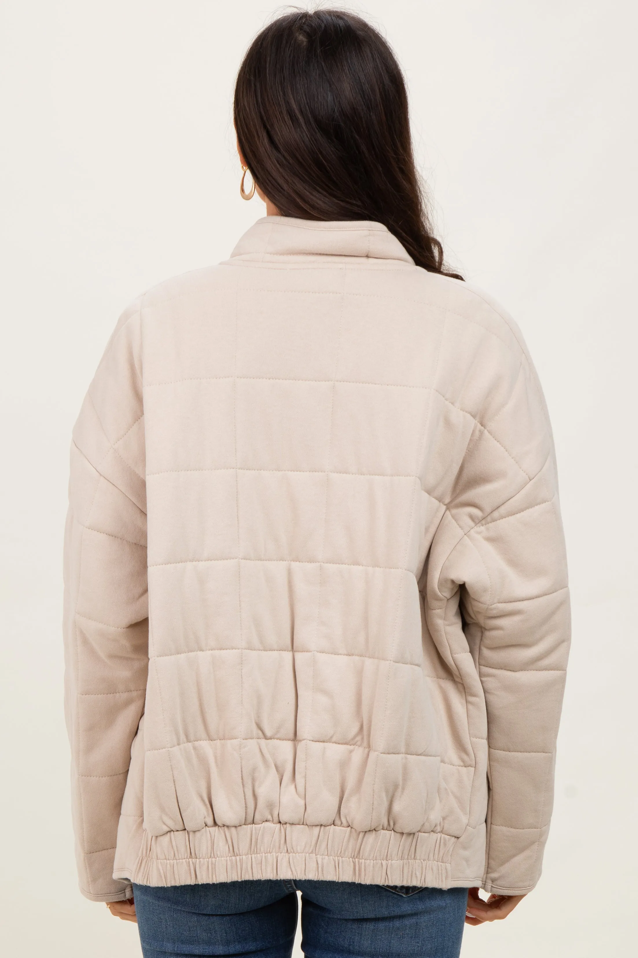 Cream Quilted Oversized Jacket sold by Pinkblush product image thumbnail 4