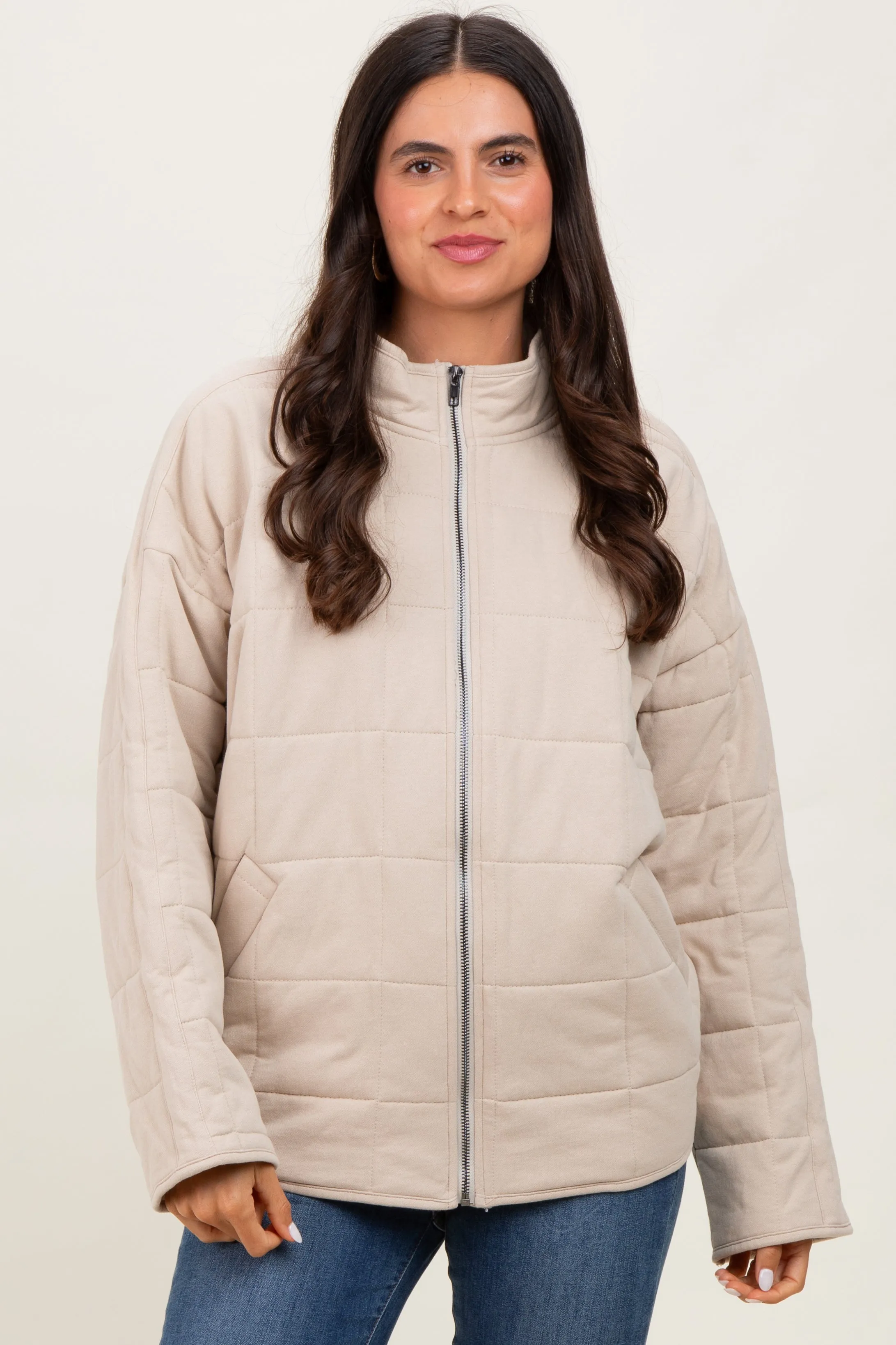 Cream Quilted Oversized Jacket sold by Pinkblush product image thumbnail 2