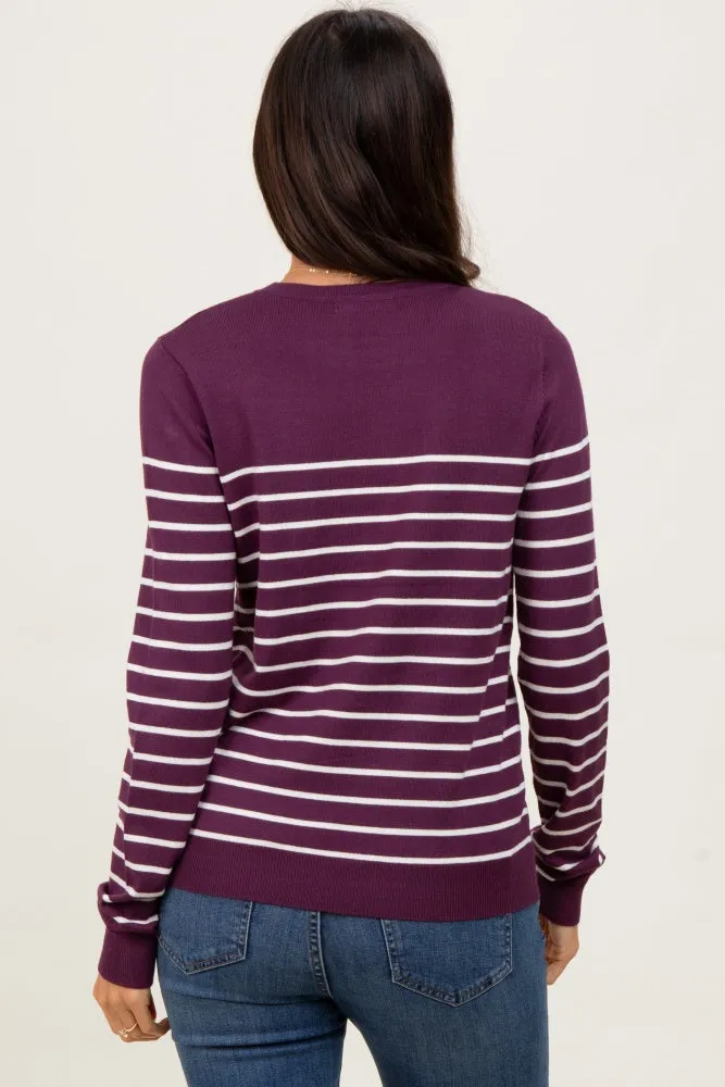 Plum Striped Knit Long Sleeve Top sold by Pinkblush product image thumbnail 4