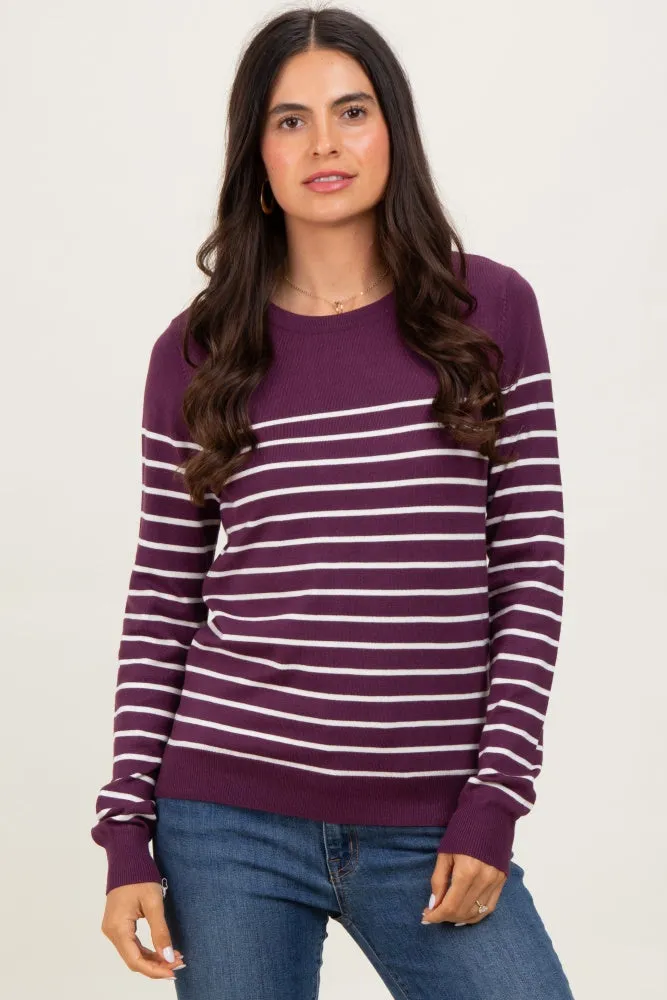 Plum Striped Knit Long Sleeve Top sold by Pinkblush