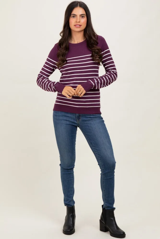 Plum Striped Knit Long Sleeve Top sold by Pinkblush product image thumbnail 2