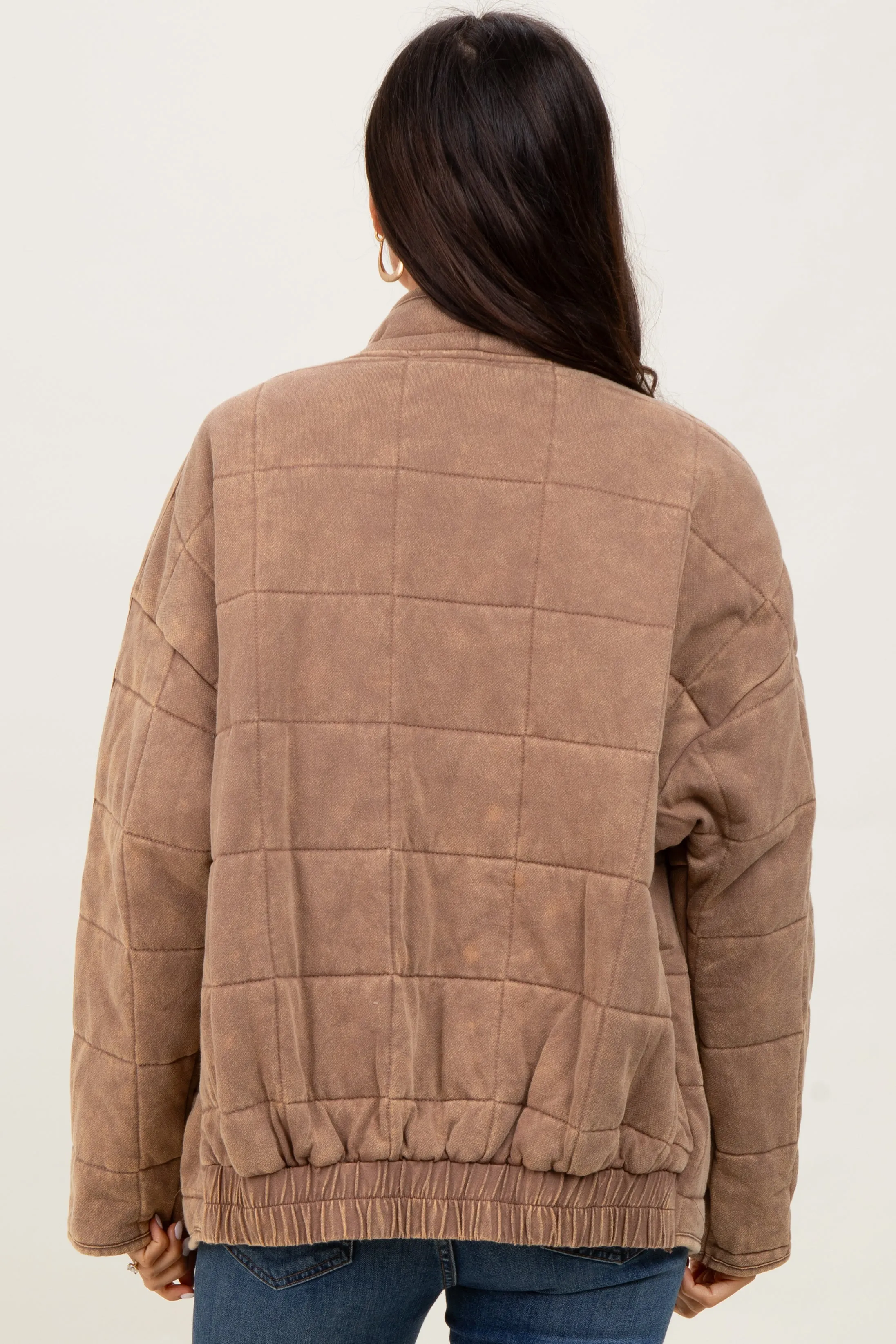 Mocha Quilted Oversized Jacket sold by Pinkblush product image thumbnail 4