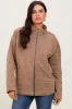 Mocha Quilted Oversized Jacket sold by Pinkblush