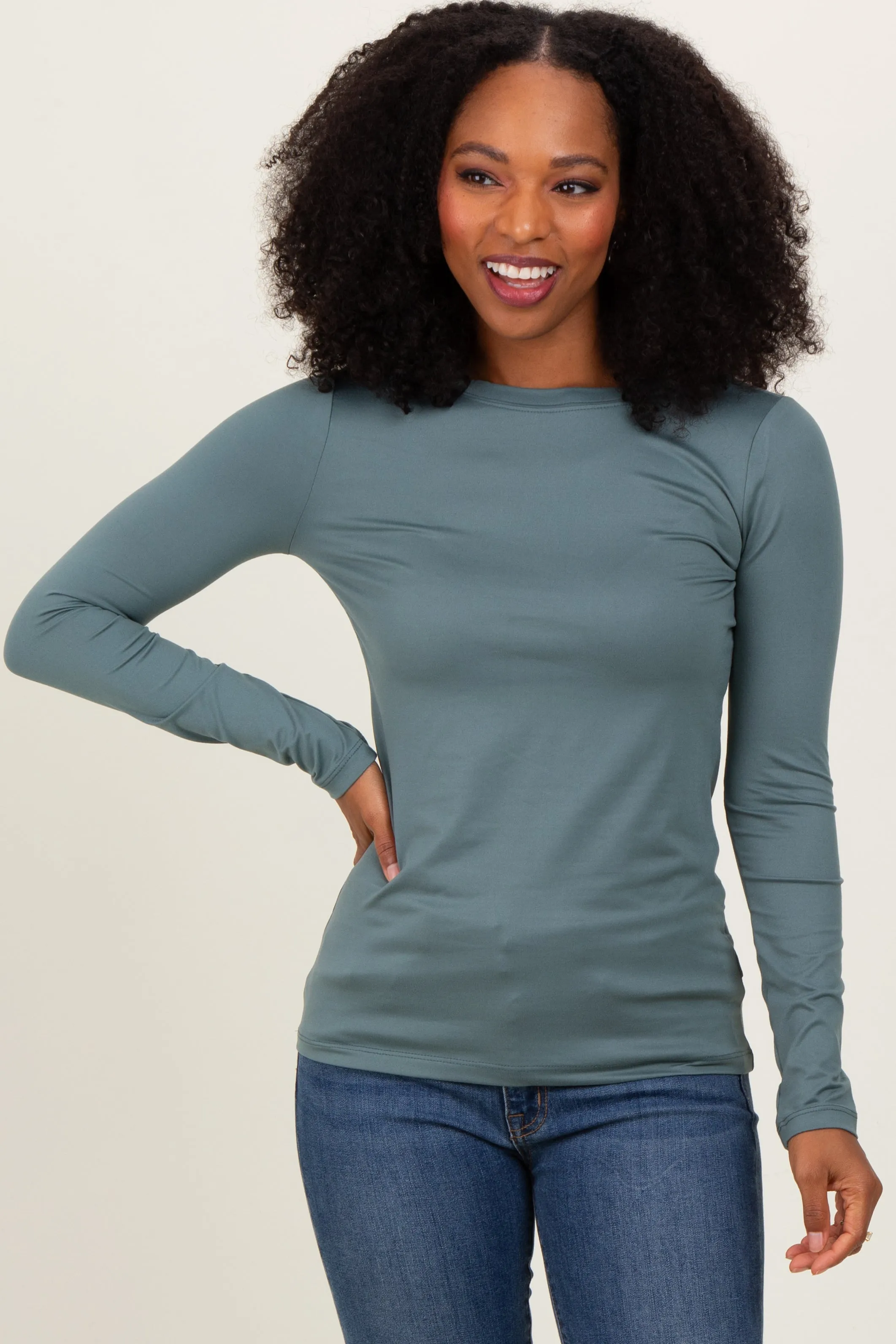 Dusty Jade Basic Long Sleeve Top sold by Pinkblush product image thumbnail 2