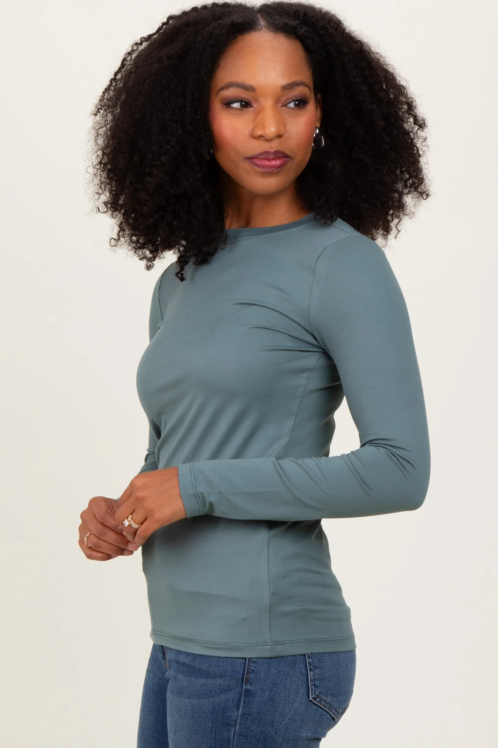 Dusty Jade Basic Long Sleeve Top sold by Pinkblush product image thumbnail 3