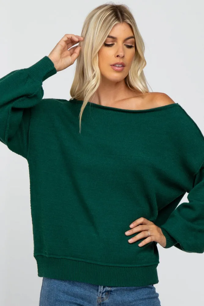 Emerald Green Boat Neck Bubble Sleeve Maternity Sweater sold by Pinkblush product image thumbnail 5