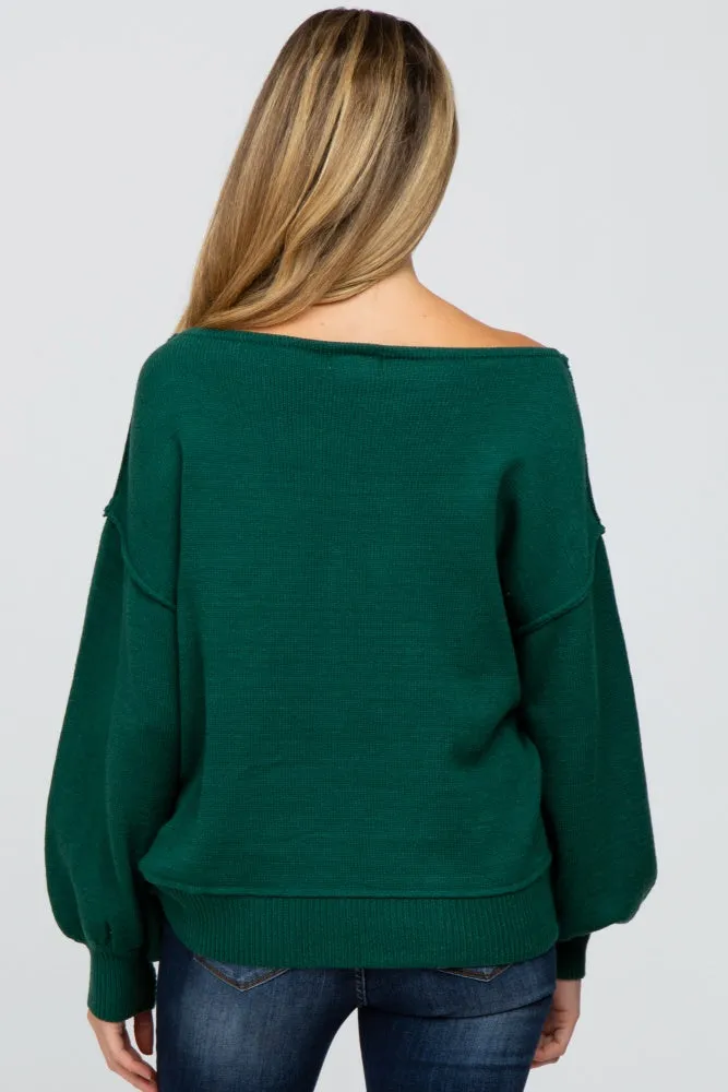 Emerald Green Boat Neck Bubble Sleeve Maternity Sweater sold by Pinkblush product image thumbnail 3