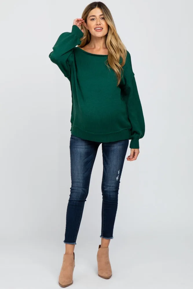 Emerald Green Boat Neck Bubble Sleeve Maternity Sweater sold by Pinkblush product image thumbnail 4
