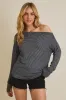 Black Striped Boat Neck Long Sleeve Top sold by Pinkblush
