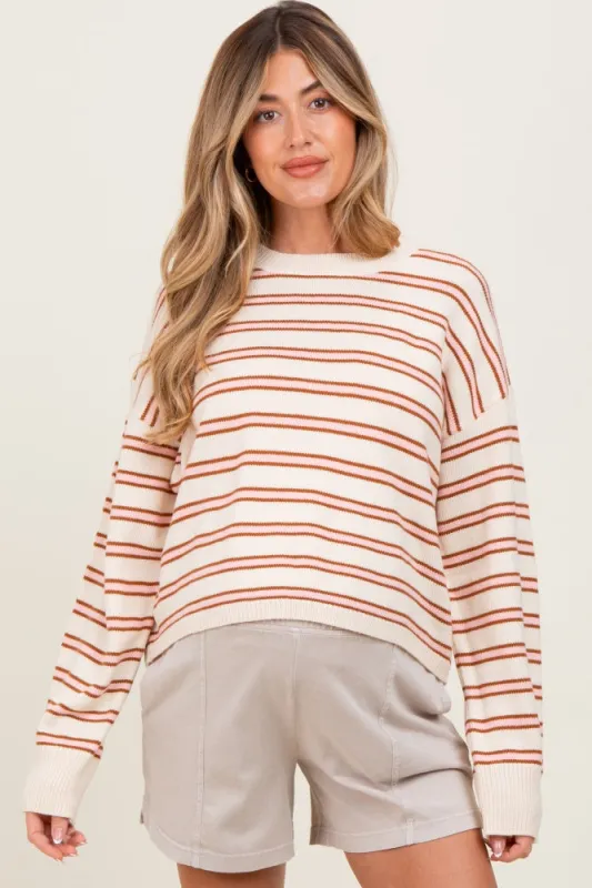 Pink Multicolor Stripe Maternity Sweater sold by Pinkblush