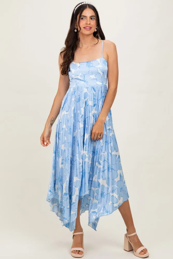 Blue Floral Woven Pleat Skirt Maternity Maxi Dress sold by Pinkblush product image thumbnail 2