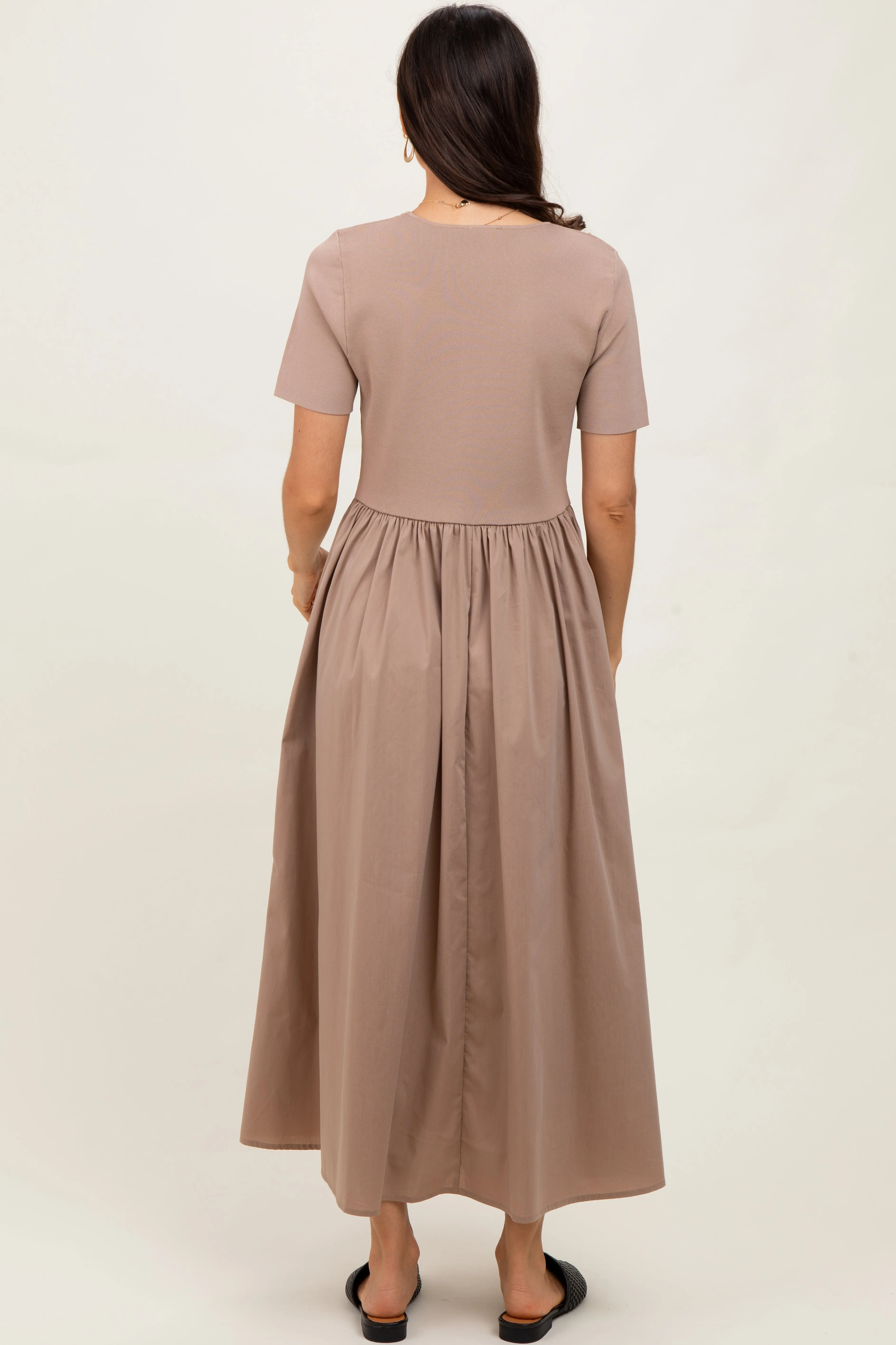 Taupe Solid Maxi Dress sold by Pinkblush product image thumbnail 4