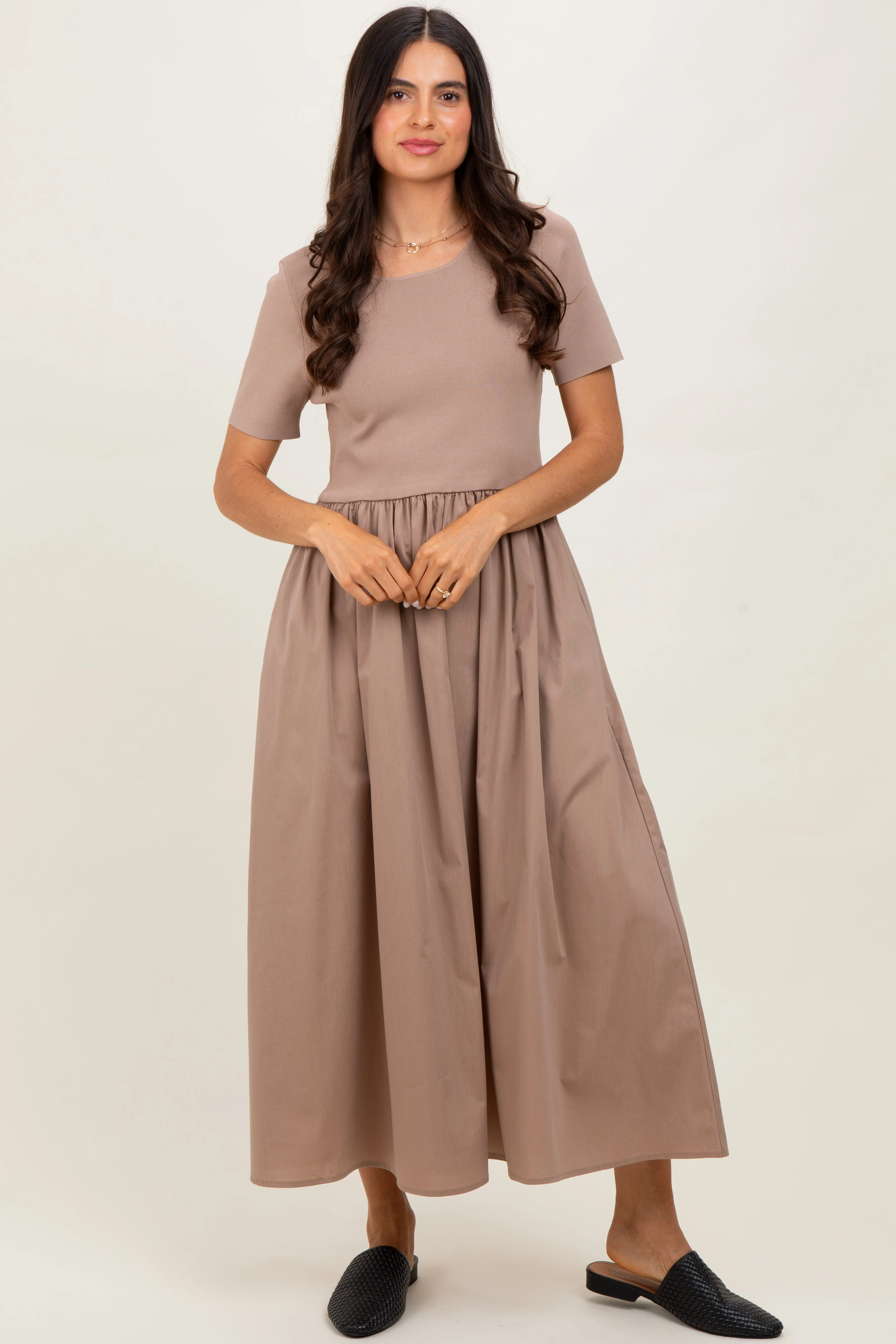 Taupe Solid Maxi Dress sold by Pinkblush product image thumbnail 2