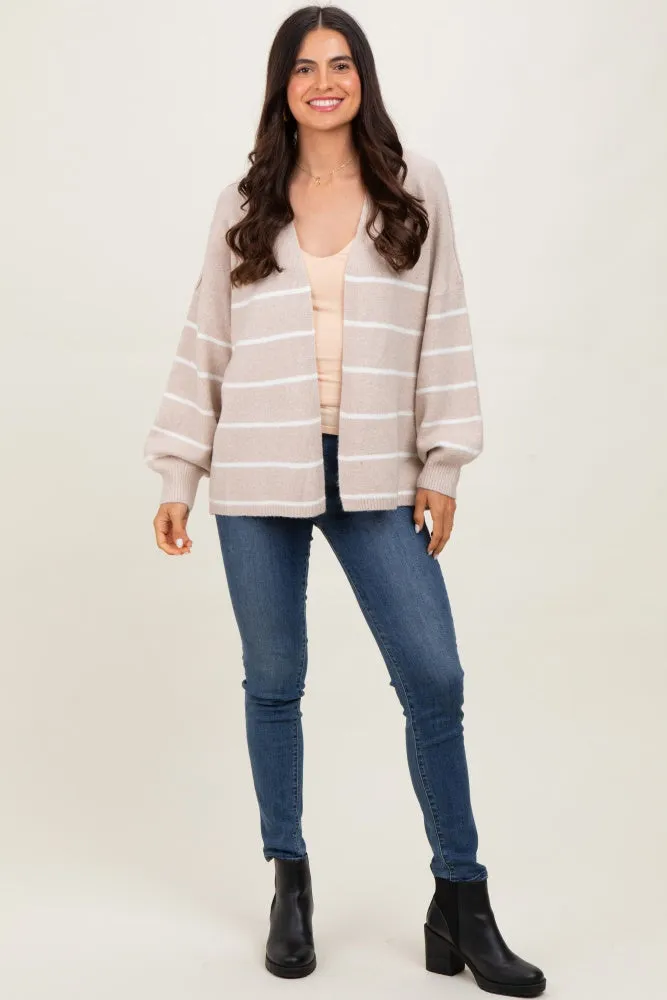 Taupe Striped Oversized Cardigan sold by Pinkblush product image thumbnail 2