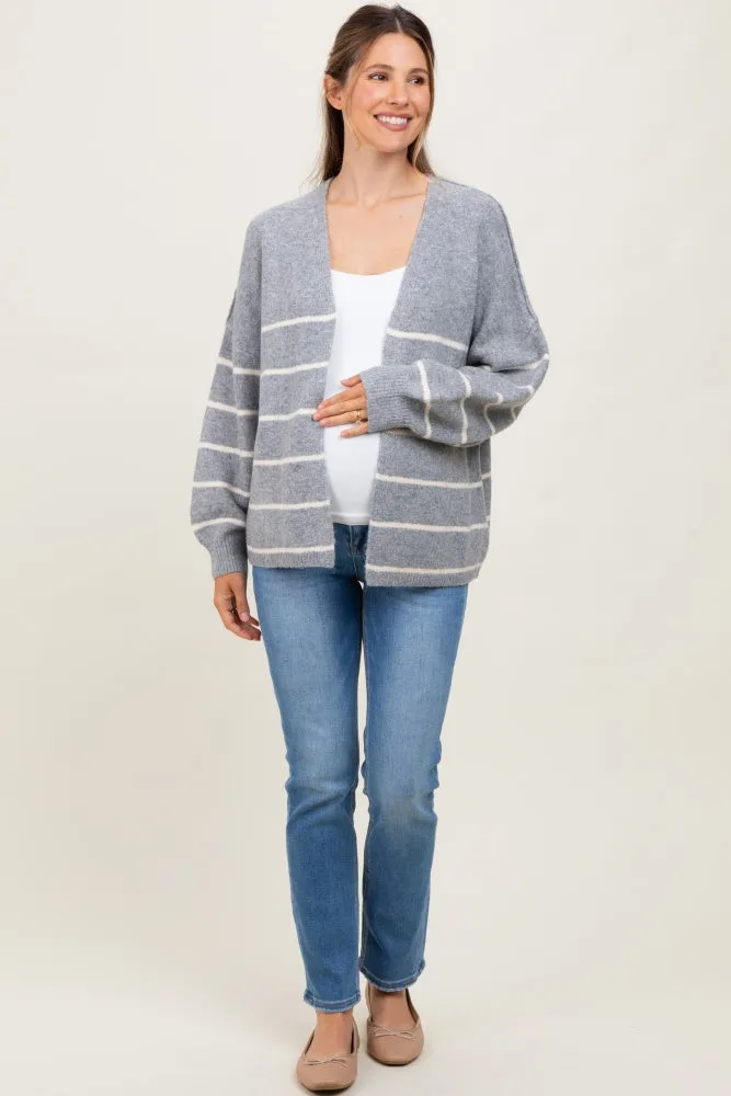 Heather Grey Striped Oversized Maternity Cardigan sold by Pinkblush product image thumbnail 2