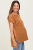 Camel Oversized Side Button Maternity Sweater Vest sold by Pinkblush