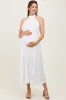 White Pleated Maternity Halter Dress sold by Pinkblush