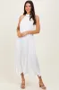 White Pleated Maternity Halter Dress sold by Pinkblush