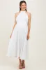 White Pleated Maternity Halter Dress sold by Pinkblush