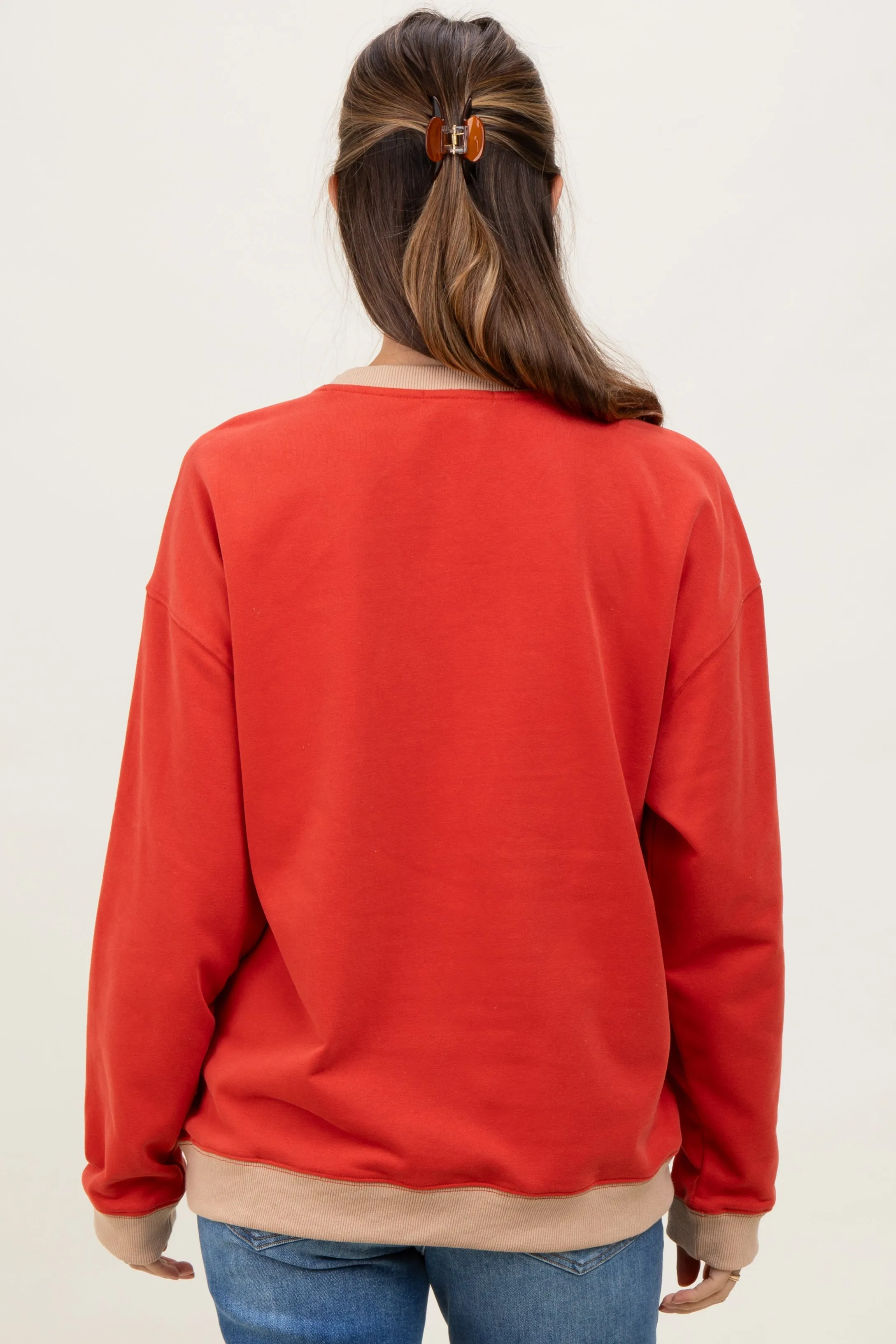 Red Colorblock Maternity Pullover Top sold by Pinkblush product image thumbnail 4