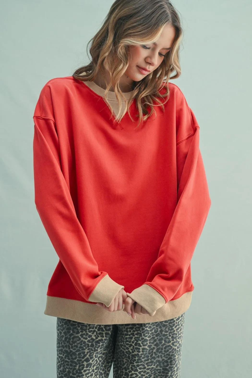 Red Colorblock Maternity Pullover Top sold by Pinkblush product image thumbnail 5