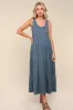 Navy Blue Solid Tiered French Terry Maternity Maxi Dress sold by Pinkblush