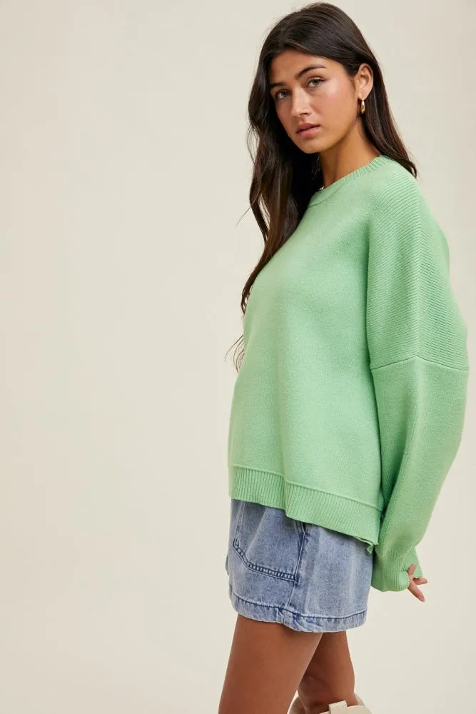 Lime Drop Shoulder Relaxed Fit Sweater sold by Pinkblush product image thumbnail 2
