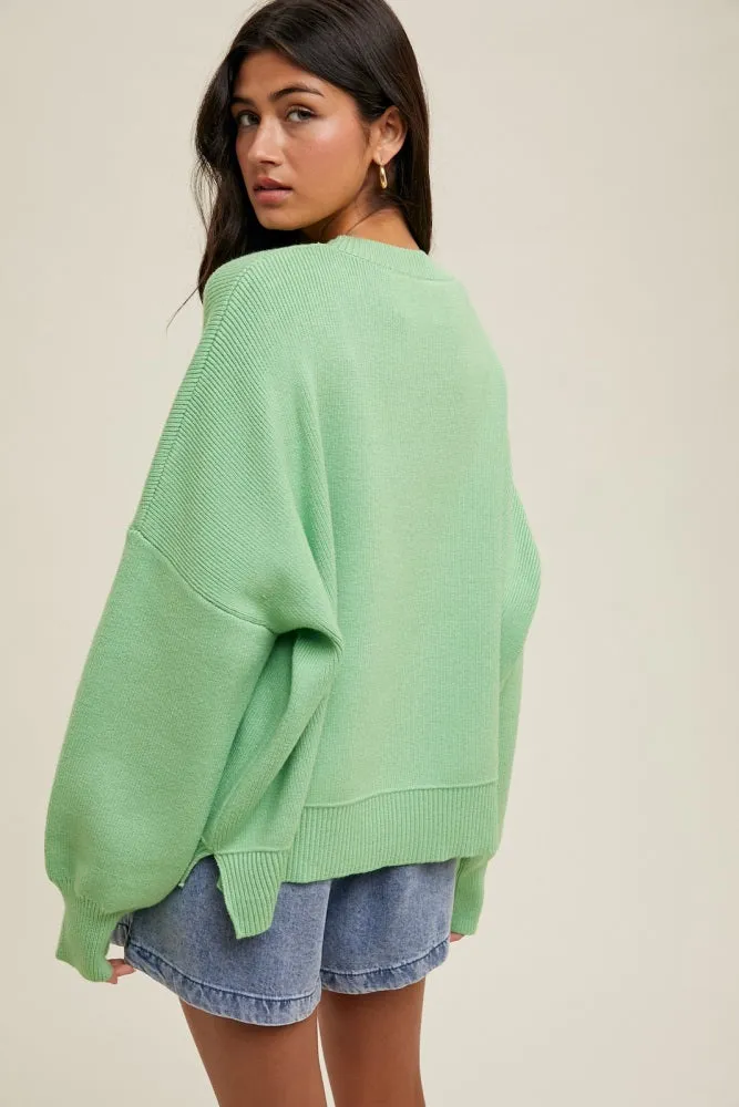 Lime Drop Shoulder Relaxed Fit Sweater sold by Pinkblush product image thumbnail 3