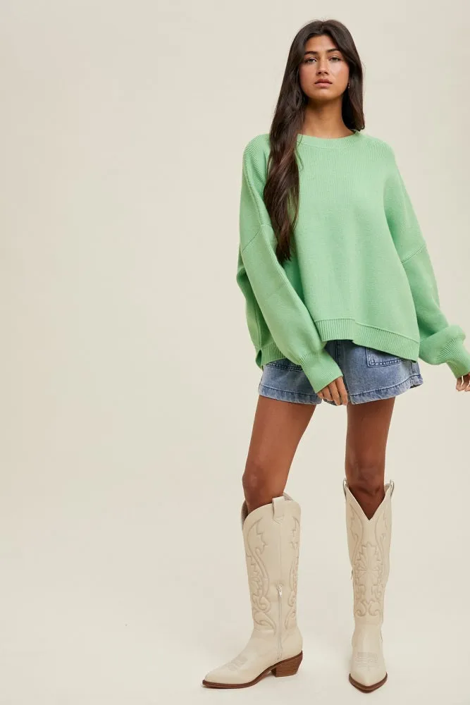Lime Drop Shoulder Relaxed Fit Sweater sold by Pinkblush product image thumbnail 4