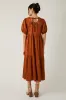 Rust Floral Jacquard Tie Detail Midi Dress sold by Pinkblush