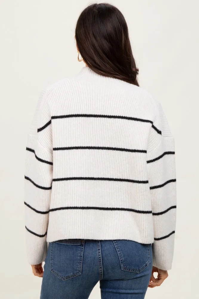 Cream High Neck Ribbed Knit Sweater sold by Pinkblush product image thumbnail 4
