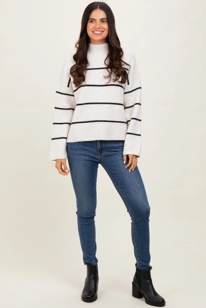 Cream High Neck Ribbed Knit Sweater sold by Pinkblush product image thumbnail 2
