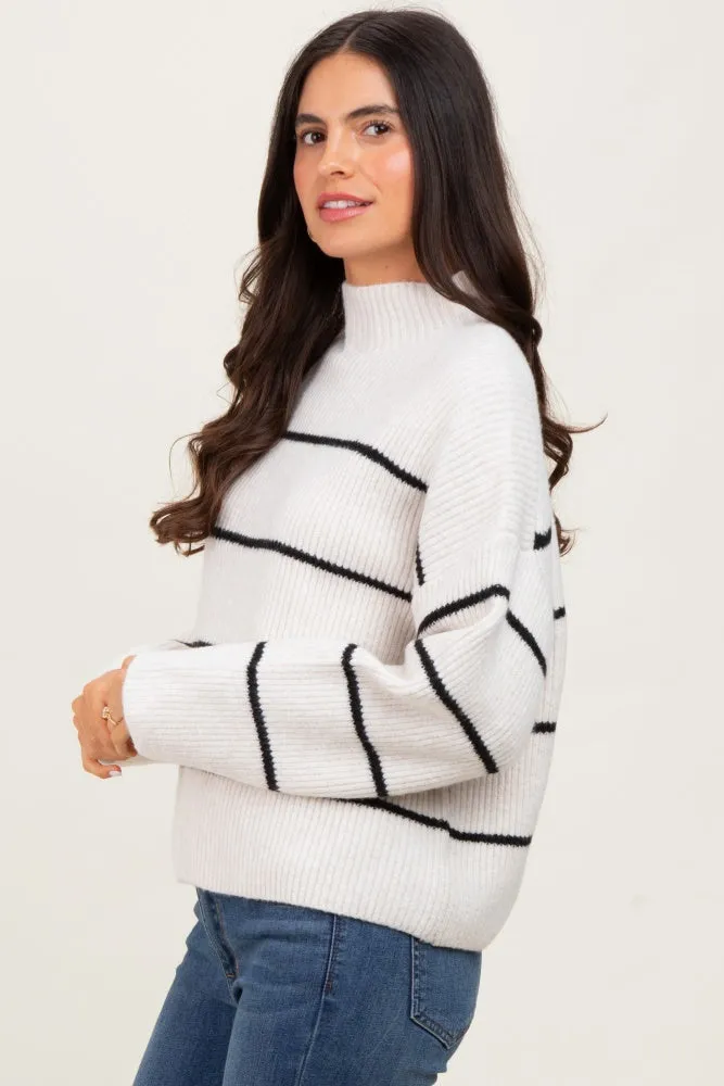 Cream High Neck Ribbed Knit Sweater sold by Pinkblush product image thumbnail 3