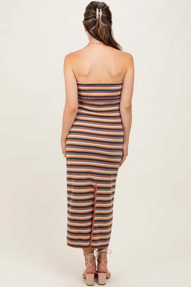 Multicolor Striped Knit Strapless Maternity Midi Dress sold by Pinkblush product image thumbnail 3