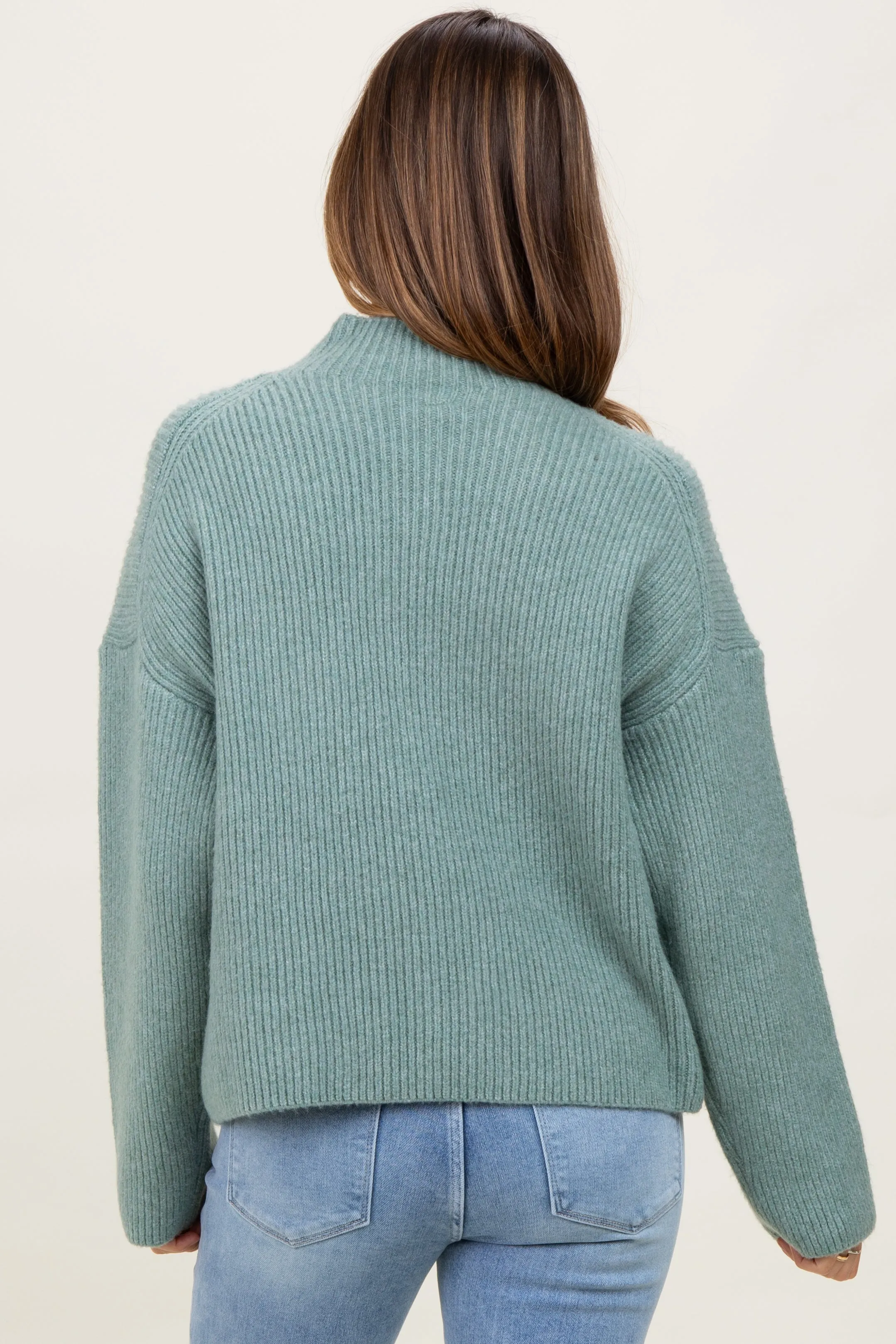 Sage High Neck Ribbed Knit Maternity Sweater sold by Pinkblush product image thumbnail 3