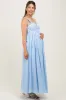 Light Blue Sweetheart Neckline Open Back Maternity Maxi Dress sold by Pinkblush