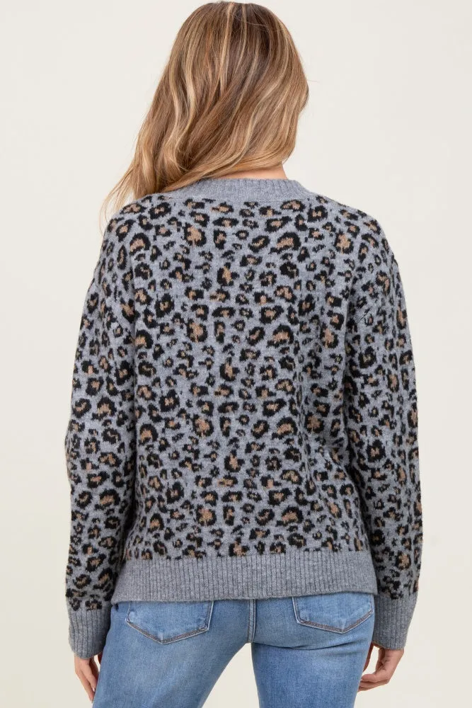 Grey Animal Print Maternity Sweater sold by Pinkblush product image thumbnail 3