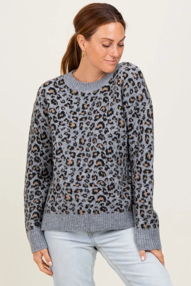 Grey Animal Print Maternity Sweater sold by Pinkblush product image thumbnail 4