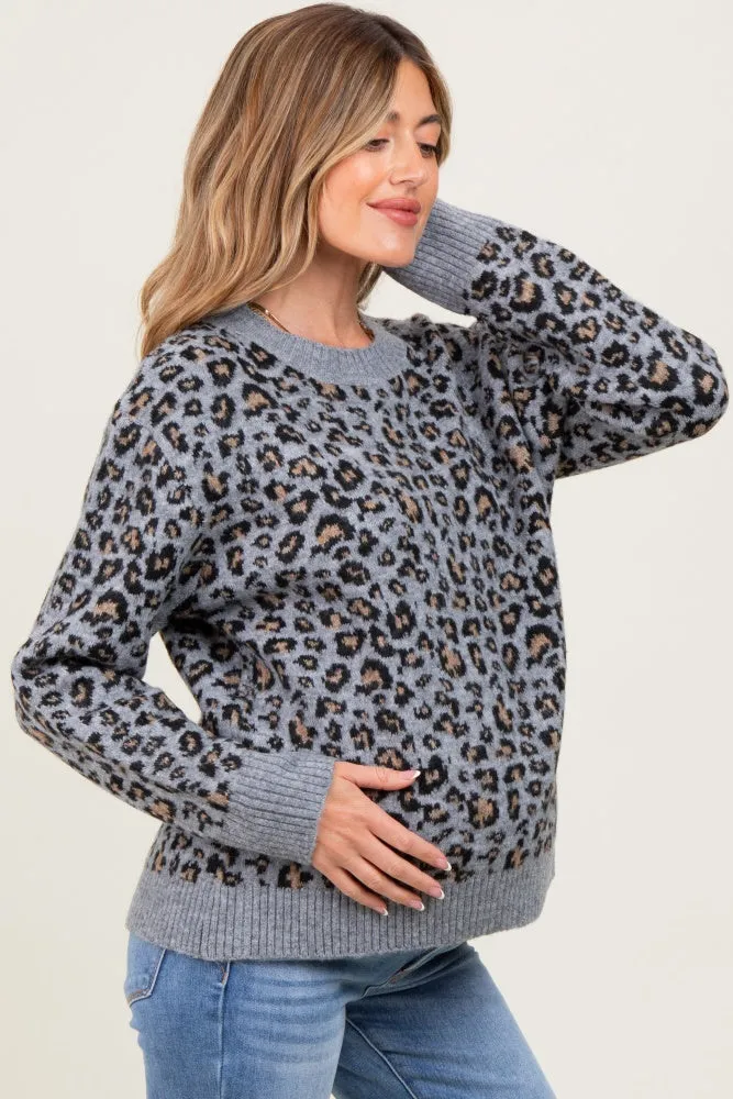 Grey Animal Print Maternity Sweater sold by Pinkblush product image thumbnail 2