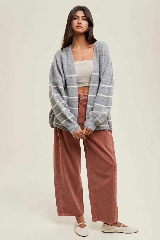 Heather Grey Striped Oversized Cardigan sold by Pinkblush product image thumbnail 4