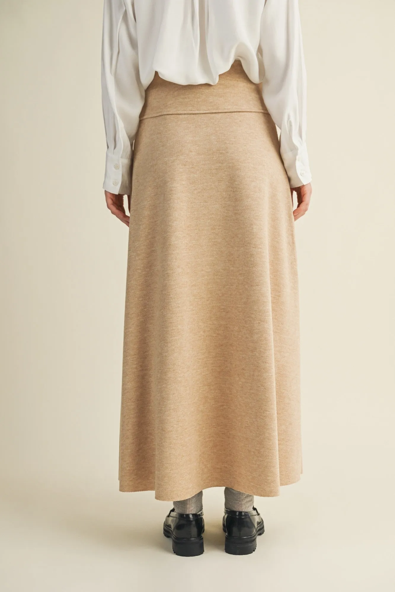 Beige Ribbed Maxi Skirt sold by Pinkblush product image thumbnail 4