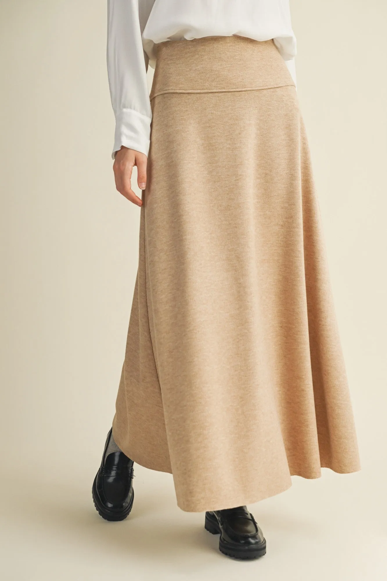 Beige Ribbed Maxi Skirt sold by Pinkblush product image thumbnail 2