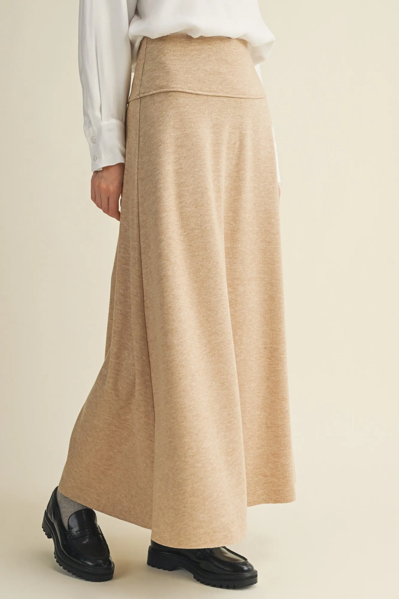 Beige Ribbed Maxi Skirt sold by Pinkblush product image thumbnail 3